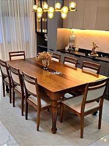 CONJUNTO MESA ISADORA 220X120 + 8 CADEIRAS LIZ