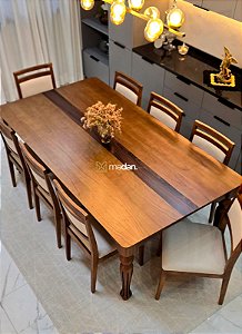 CONJUNTO MESA ISADORA 220X120 + 8 CADEIRAS LIZ