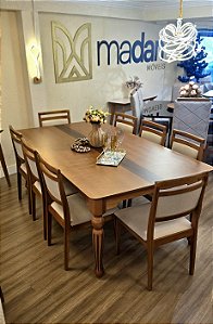 CONJUNTO MESA ISADORA 220X120 + 8 CADEIRAS LIZ