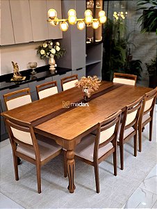CONJUNTO MESA ISADORA 220X120 + 8 CADEIRAS MARIE
