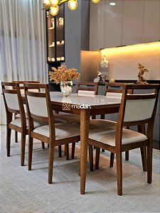 CONJUNTO MESA ELISA 180X090 + 6 CADEIRAS LIZ