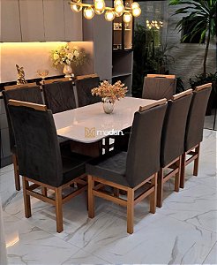 CONJUNTO MESA MARK 180X090 + 8 CADEIRAS MARK MODELO 18