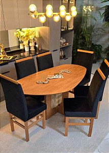 CONJUNTO MESA ORGANICA 180X100 + 6 CADEIRAS MODELO 19