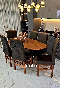 CONJUNTO MESA ORGANICA 180X100 + 6 CADEIRAS MODELO 19