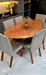 CONJUNTO MESA ORGANICA 180X100 + 6 CADEIRAS MODELO 25