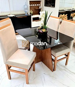 MESA AVULSA 120X090 CANELA VIDRO PRETO