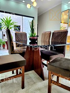 MESA MARK AVULSA 160X090 TABACO VIDRO PRETO