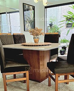 MESA MARK AVULSA 130x130 CANELA VIDRO OFF WHITE