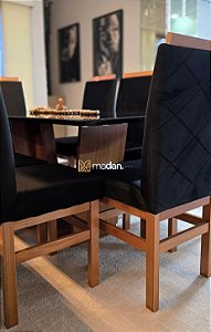 MESA MARK AVULSA 180x090 CANELA VIDRO PRETO
