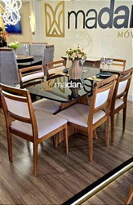 CONJUNTO MESA RETANGULAR MARK 160X090 + 6 CADEIRAS MARIE