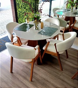 Mesa Mark Redonda 1,10m + 4 cadeiras Agatha