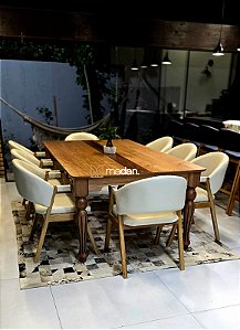 CONJUNTO MESA ISADORA 220X120 + 8 CADEIRAS AGATHA