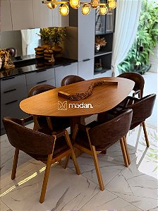 CONJUNTO MESA ORGÂNICA 180X100 + 6 CADEIRAS AGATHA