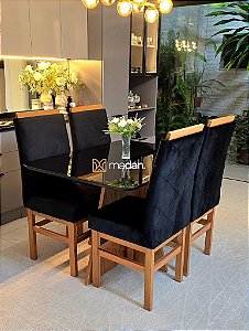 CONJUNTO MARK 120X090 NOGUEIRA + 4 CADEIRAS MARK MODELO 19