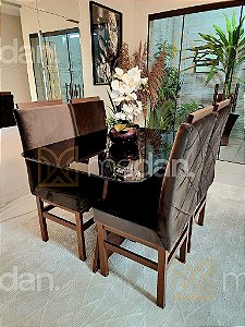 CONJUNTO MARK 120X090 TABACO + 4 CADEIRAS MARK MODELO 19