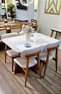 CONJUNTO MESA RETANGULAR MARK 120X090 + 4 CADEIRAS BETINA