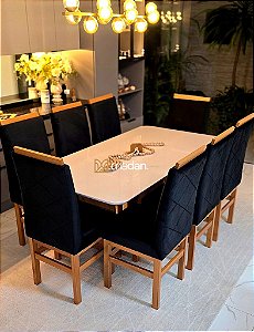 CONJUNTO MESA MARK 180X090 + 8 CADEIRAS MARK MODELO 19