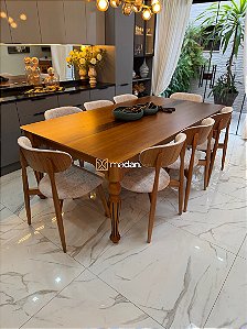 CONJUNTO MESA ISADORA 220X120 + 8 CADEIRAS ANNE