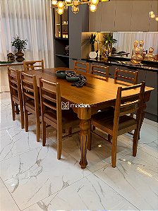 CONJUNTO MESA ISADORA 220X120 + 8 CADEIRAS BEATRIZ