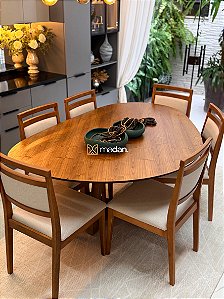 CONJUNTO MESA THALIA 180X120 + 6 CADEIRAS LIZ