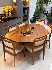 CONJUNTO MESA THALIA 180X120 + 6 CADEIRAS MARIE