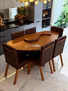 CONJUNTO MESA ORGANICA 180X100 + 6 CADEIRAS MARK MODELO 32