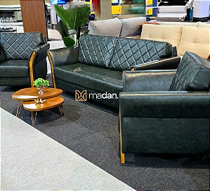 SOFÁ MALIBU 2,50M CINZA + POLTRONAS