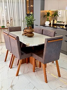 CONJUNTO MESA MARK 160X090 + 6 CADEIRAS MARK MODELO 32