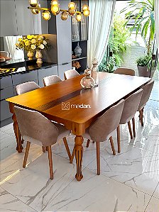 CONJUNTO MESA ISADORA 220X120 + 8 CADEIRAS MARK MODELO 30