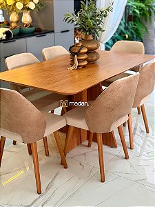 CONJUNTO MESA LUNNA 160X090 + 6 CADEIRAS MARK MODELO 30