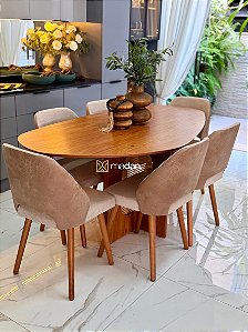 CONJUNTO MESA ORGANICA 180X100 + 6 CADEIRAS MARK MODELO 30