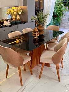 CONJUNTO MESA MARK 160X090 + 6 CADEIRAS MARK MODELO 30