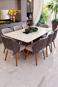 CONJUNTO MESA MARK 180X090 + 8 CADEIRAS MARK MODELO 30