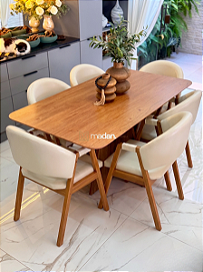 CONJUNTO MESA LUNNA 160X090 + 6 CADEIRAS AGATHA