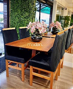 CONJUNTO MESA FLORENÇA 120X090 + 4 CADEIRAS MARK MODELO 19 PRETO