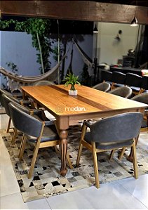 CONJUNTO MESA ISADORA 220X120 + 8 CADEIRAS AGATHA CINZA