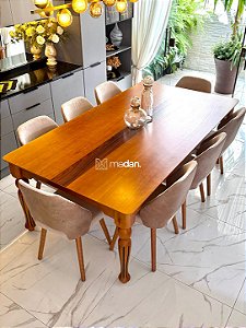 CONJUNTO MESA ISADORA 220X120 + 8 CADEIRAS MARK MODELO 30 CREME