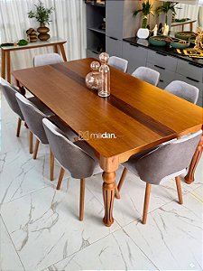 CONJUNTO MESA ISADORA 220X120 + 8 CADEIRAS MARK MODELO 30 CINZA