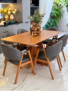 CONJUNTO MESA LUNNA 160X090 + 6 CADEIRAS AGATHA CINZA