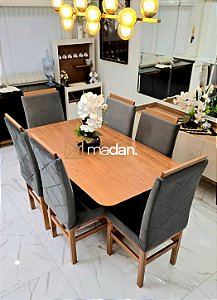 CONJUNTO MESA LUNNA 160X090 + 6 CADEIRAS MARK MODELO 19 GRAFITE