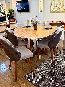 CONJUNTO MESA THALIA 180X120 + 6 CADEIRAS MARK 30 CINZA