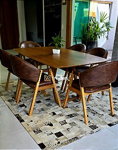 CONJUNTO MESA SOFIA 180X110 + 6 CADEIRAS AGATHA MARROM