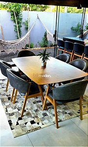 CONJUNTO MESA SOFIA 180X110 + 6 CADEIRAS AGATHA CINZA
