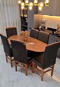 CONJUNTO MESA ORGANICA 180X100 + 6 CADEIRAS MODELO 18 MARROM