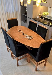 CONJUNTO MESA ORGANICA 180X100 + 6 CADEIRAS MODELO 19 PRETO