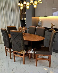 CONJUNTO MESA ORGANICA 180X100 + 6 CADEIRAS MODELO 19 MARROM