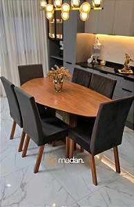 CONJUNTO MESA ORGANICA 180X100 + 6 CADEIRAS MODELO 25 MARROM