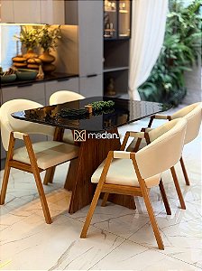 CONJUNTO MESA MARK 120X090 + 4 CADEIRAS AGATHA CREME