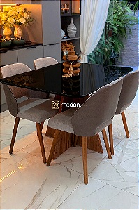 CONJUNTO MESA MARK 120X090 + 4 CADEIRAS MARK MODELO 30 CINZA