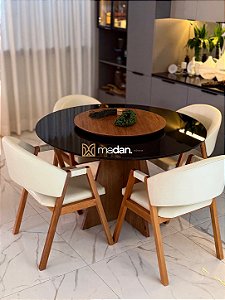 CONJUNTO MESA REDONDA MARK 1,.30m + 4 CADEIRAS AGATHA CREME